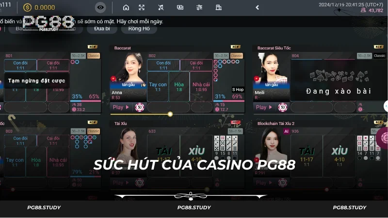 Sảnh casino PG88